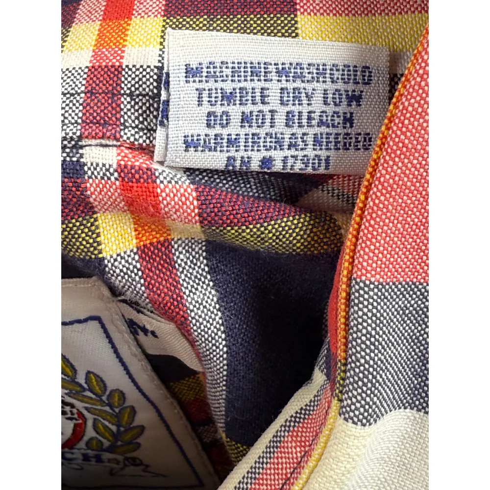 Cinch Plaid Western Button-Down Shirt Men’s Medium Red Navy Yellow Cotton